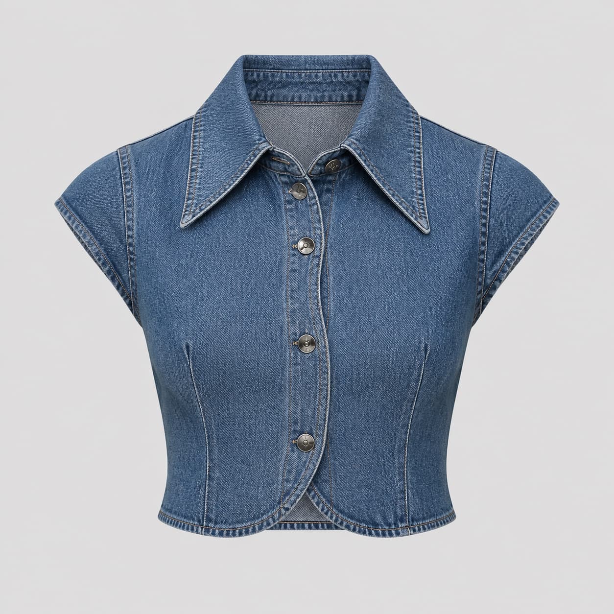 Echo Cropped Shirt, Fitted Crop Denim Top