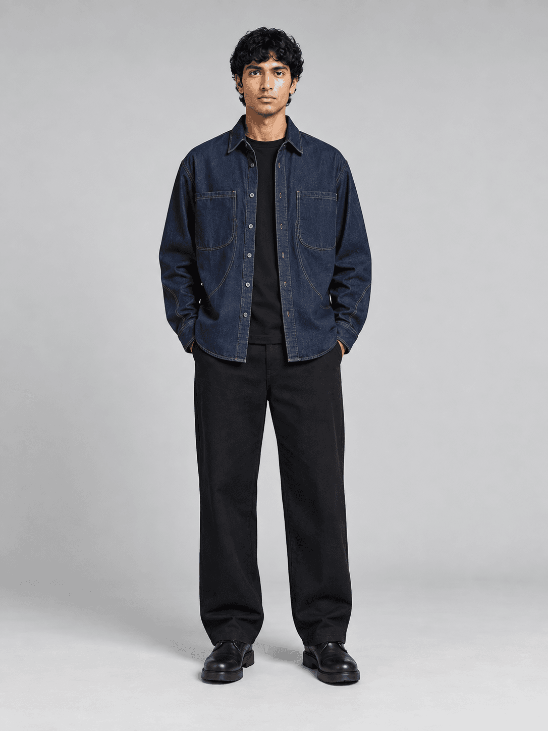 Orbit Panel Overshirt, Boxy Overshirt Denim Top