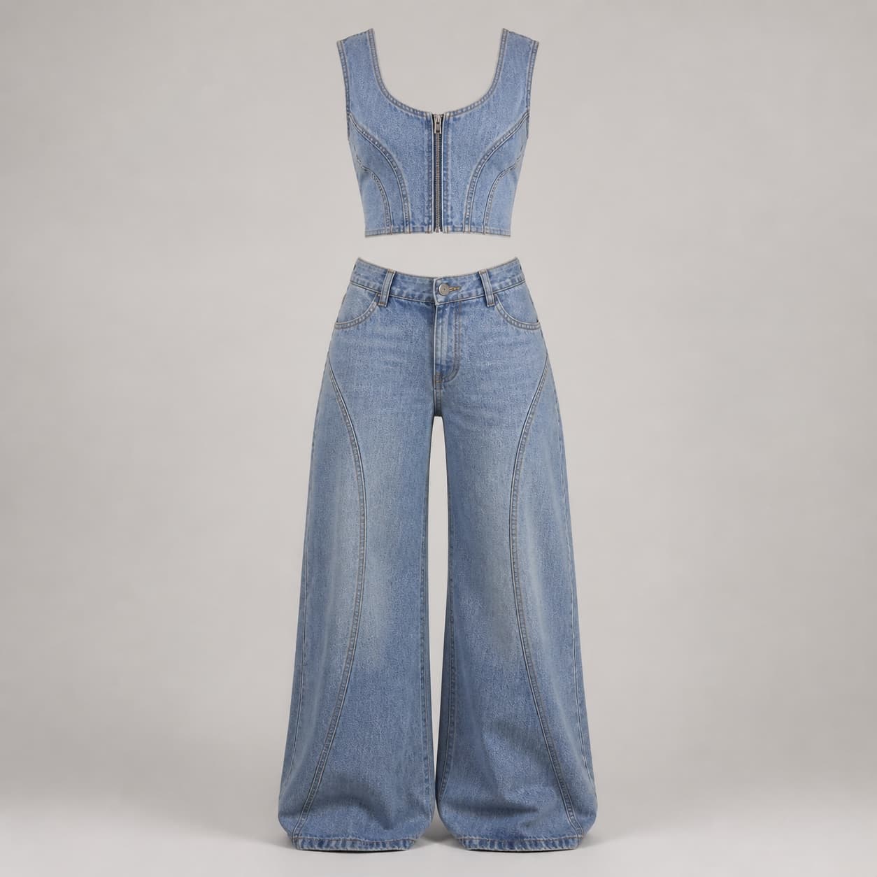 Parallel Denim Set, Two Piece Denim Set