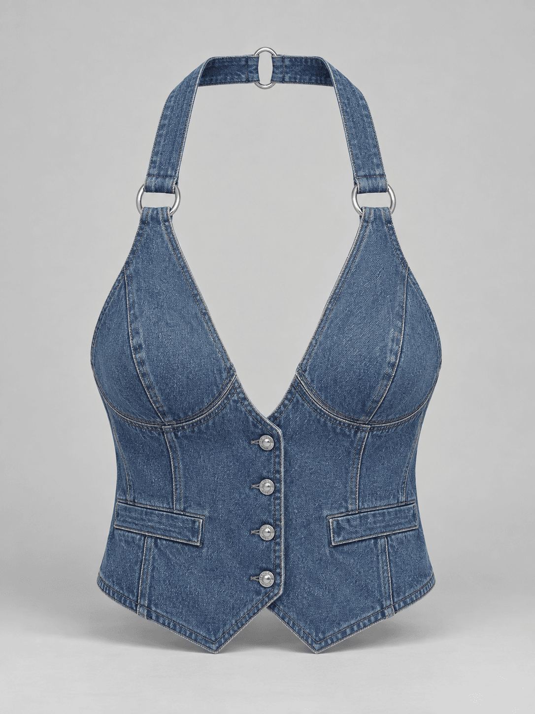 Relay Halter Vest, Halter Vest Denim Top