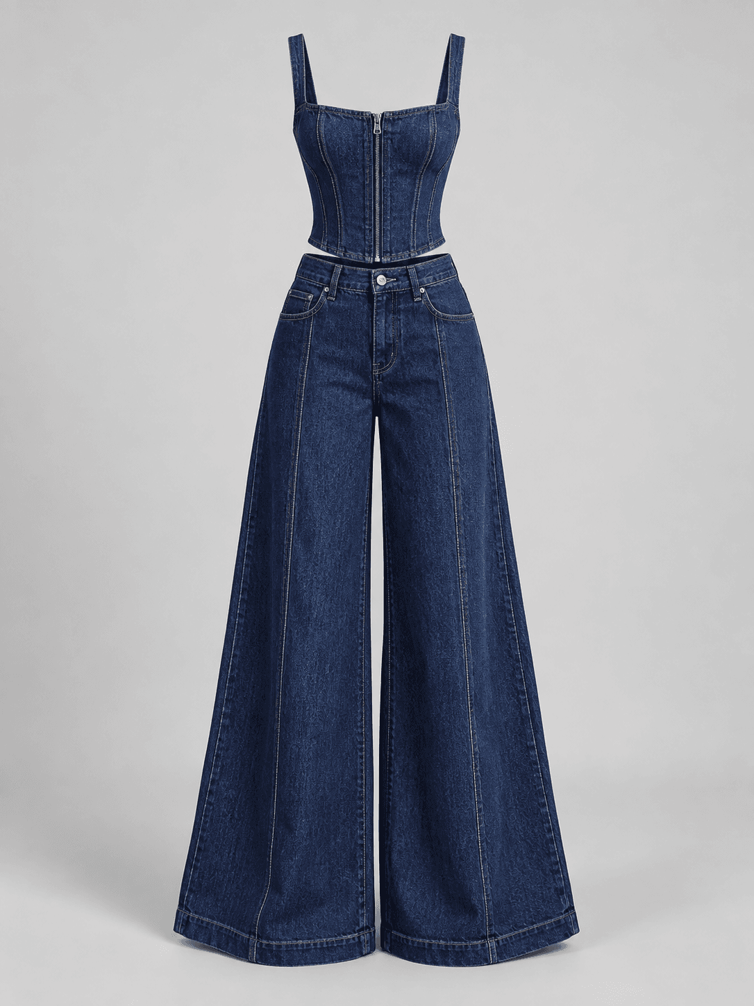 Signal Corset Set, Corset Two Piece Denim Set
