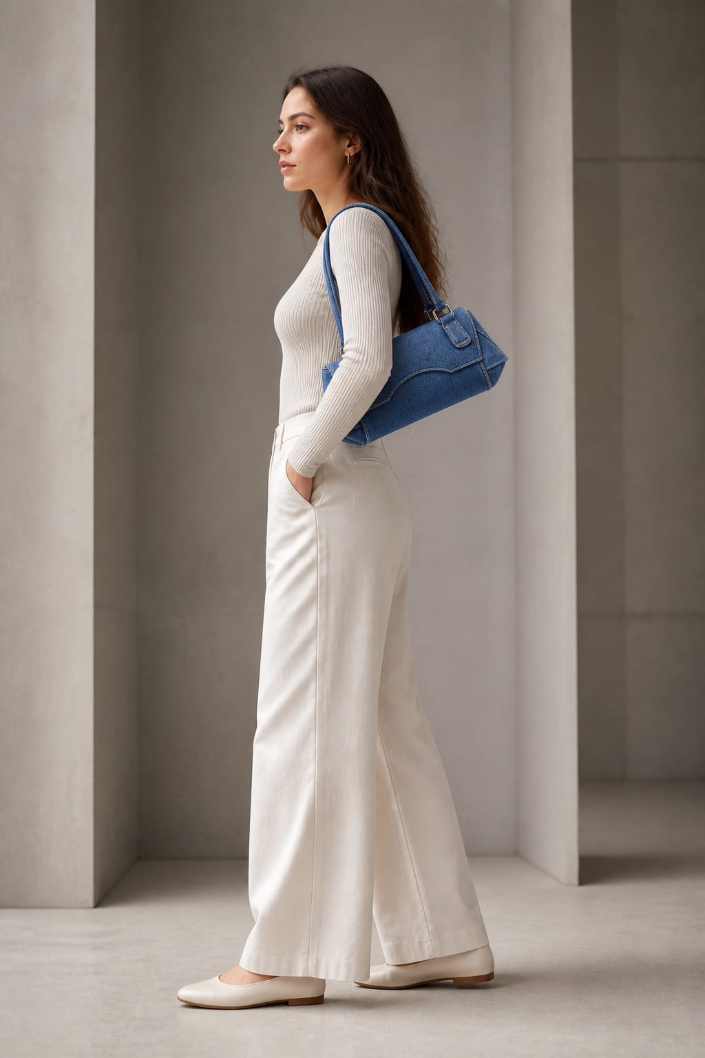 Column Denim Baguette — Side view