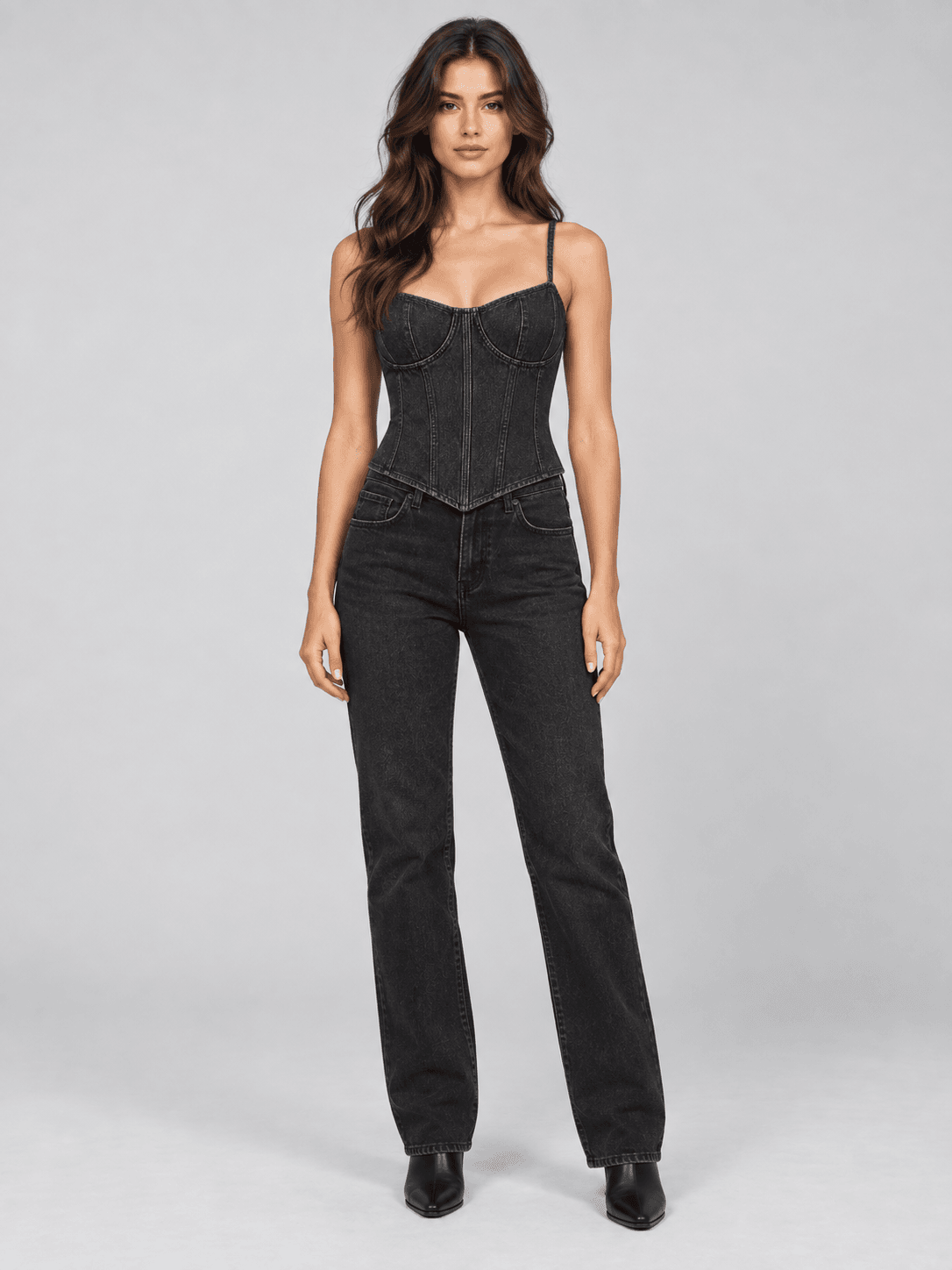 Vesper Denim Bustier — Front view